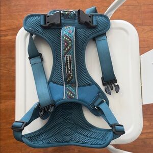 Wilderdog Blue Dog Harness with Patterned Trim